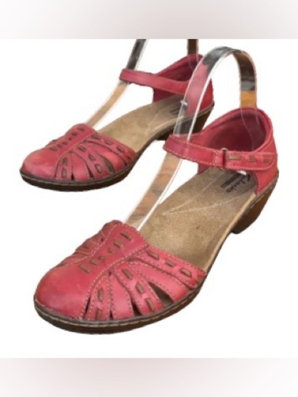 Clarks red comfort Velcro closure shoes WM 7 travel sporty